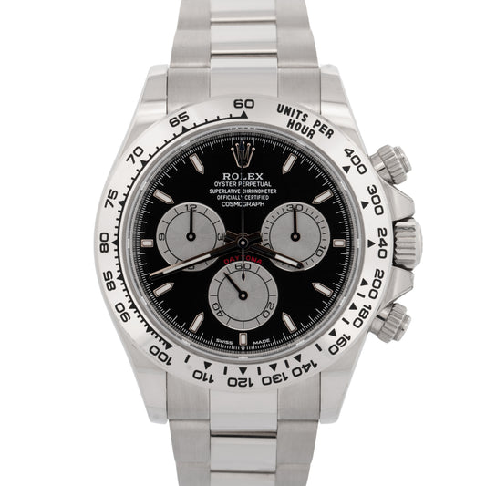 PAPERS Rolex Daytona Cosmograph Black 18K White Gold 40mm 126509 Watch BOX