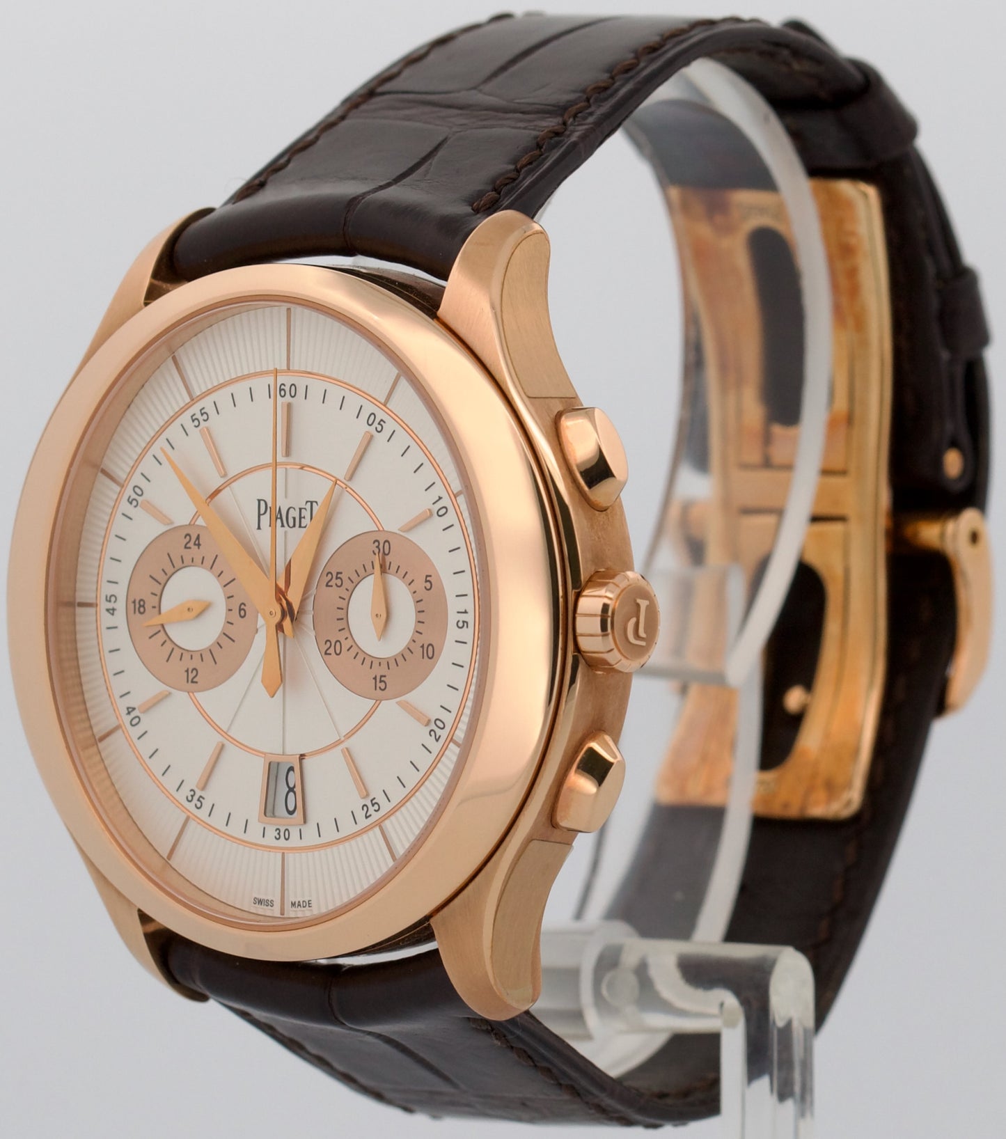 Piaget Governeur SILVER GUILLOCHE 18K Rose Gold 43mm Automatic Watch G0A37112