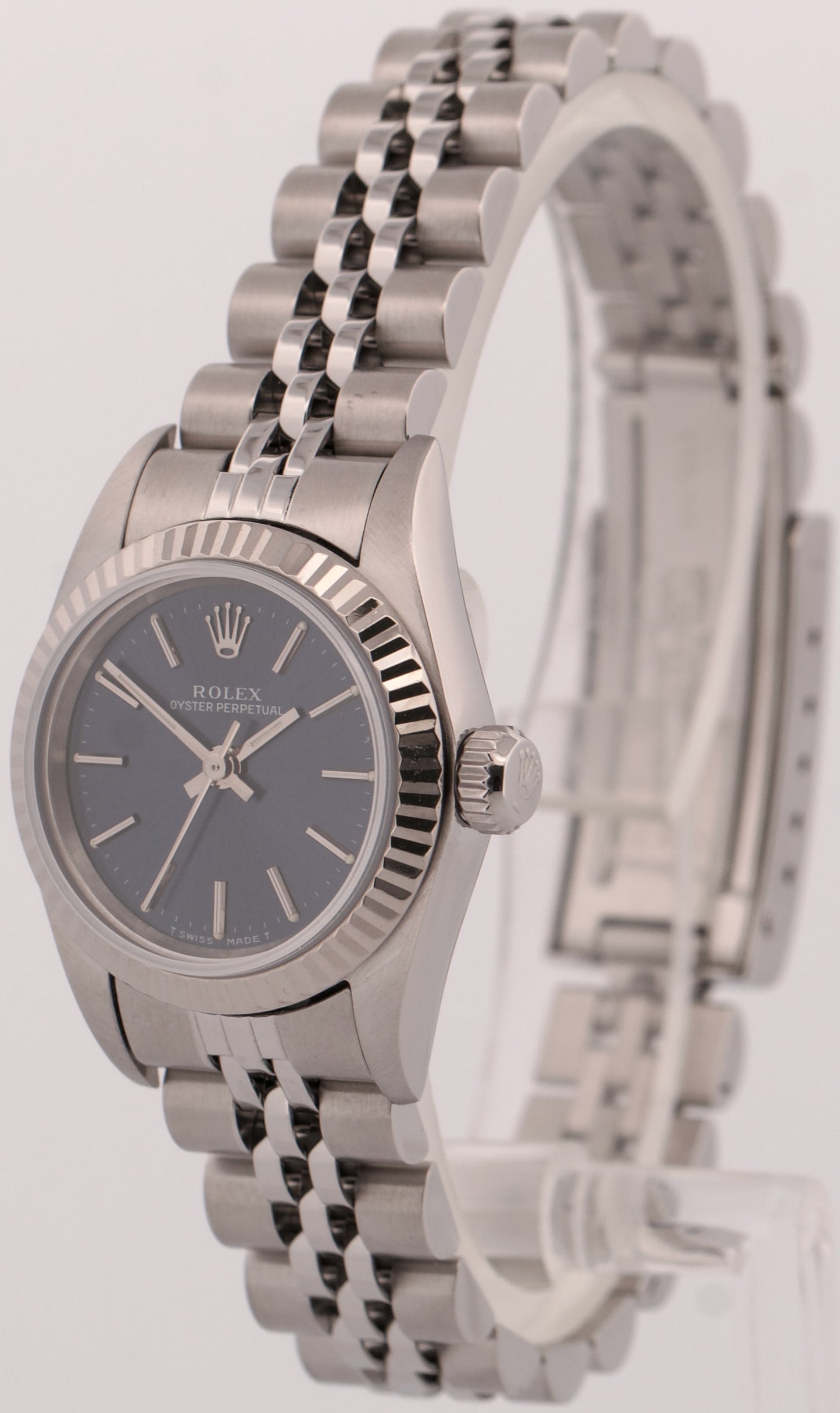 1996 Rolex Oyster Perpetual 24mm BLUE Stainless Steel 18K Gold JUBILEE 67194 BOX