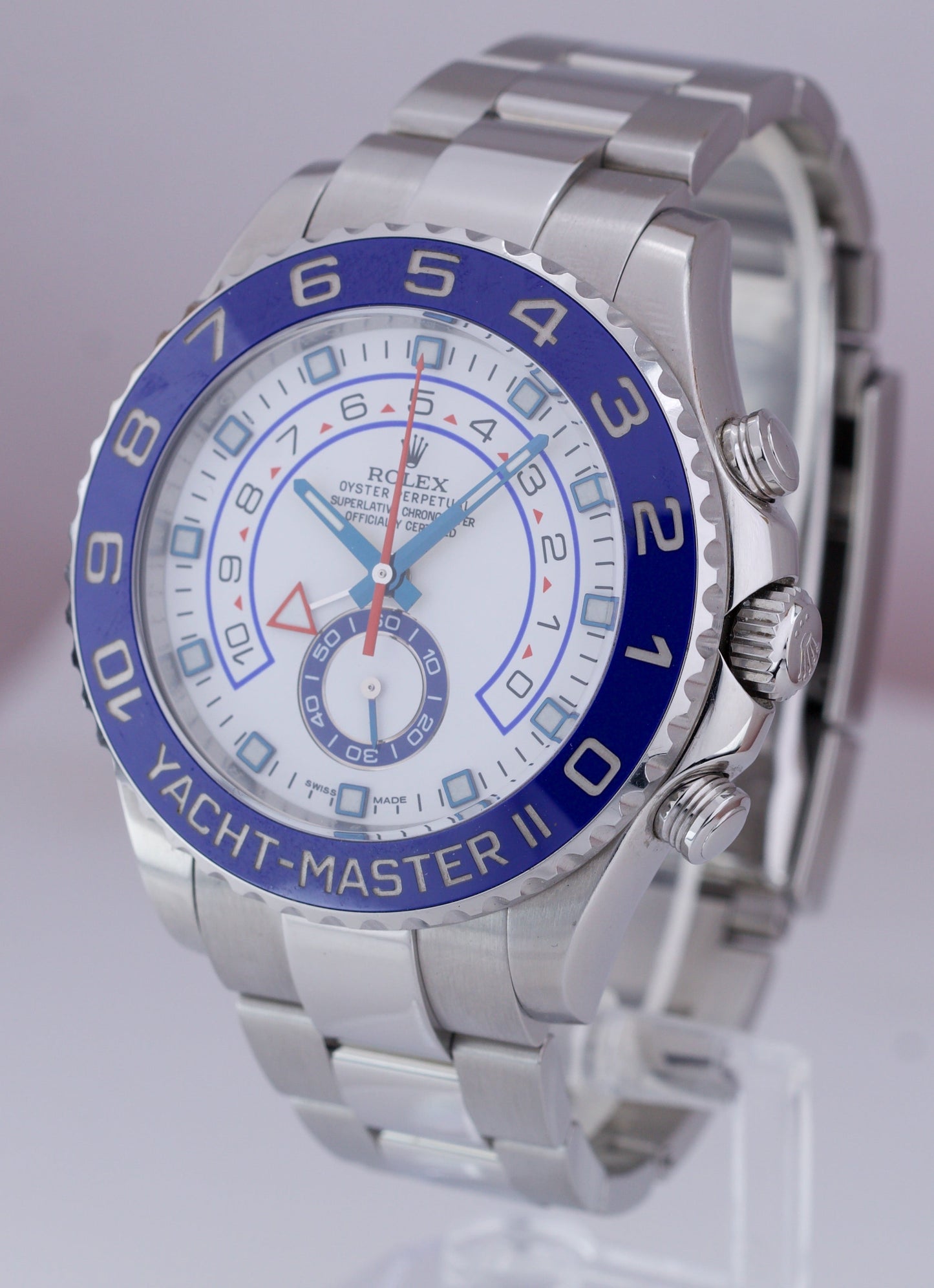 Rolex Yacht-Master II 44mm Stainless White Blue Ceramic PAPERS Watch 116680 B+P