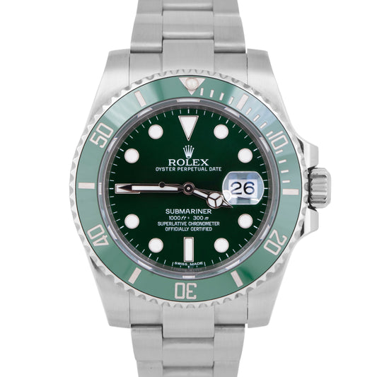 MINT 2017 Rolex Submariner Date Hulk Green Ceramic Stainless Watch 116610 LV