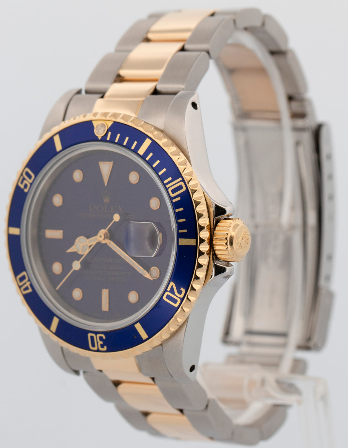 Rolex Submariner Date 16803 Blue Two-Tone 18K Yellow Gold Steel 40mm Watch