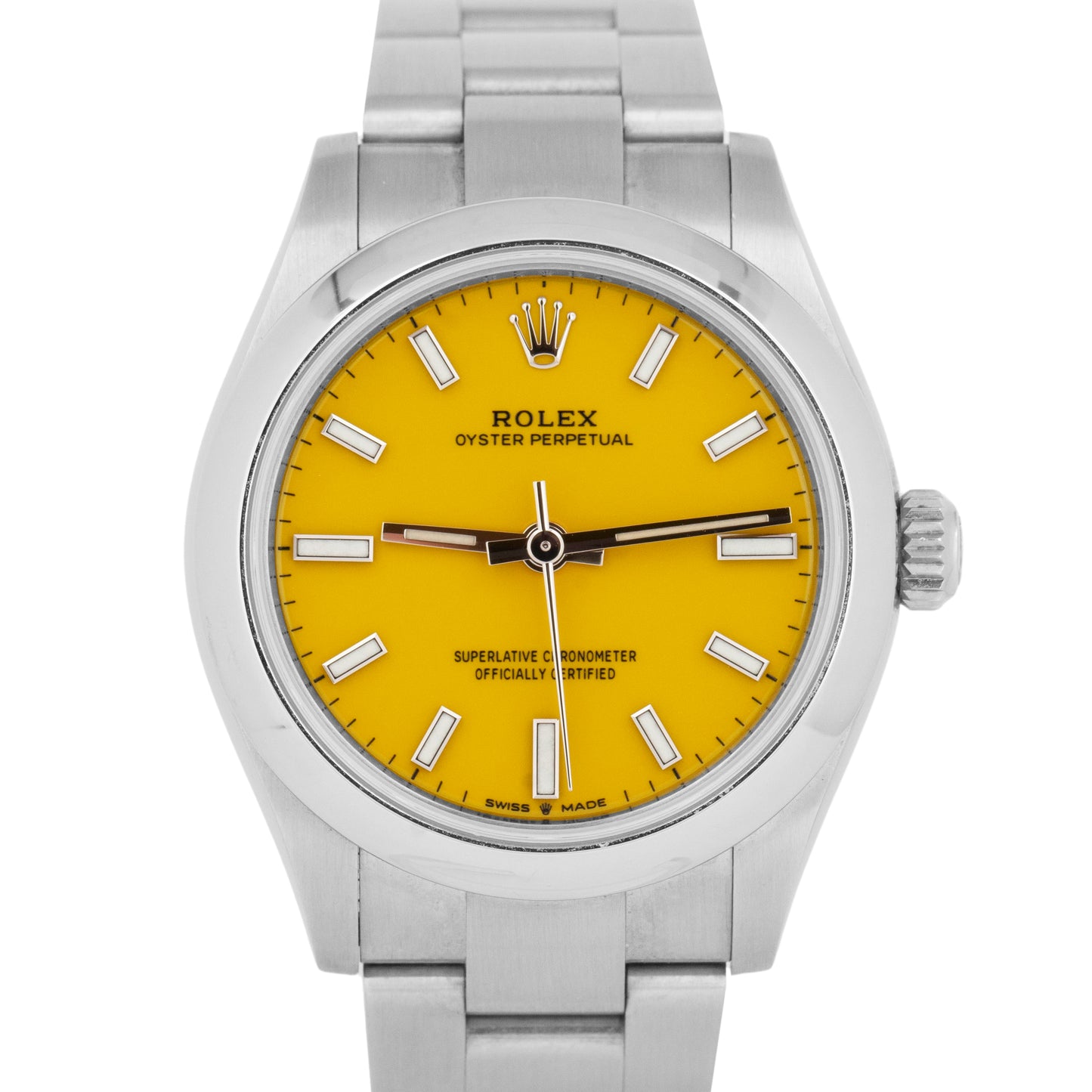 2021 NEW PAPERS Rolex Oyster Perpetual YELLOW 31mm Steel Watch Oyster 277200 BOX