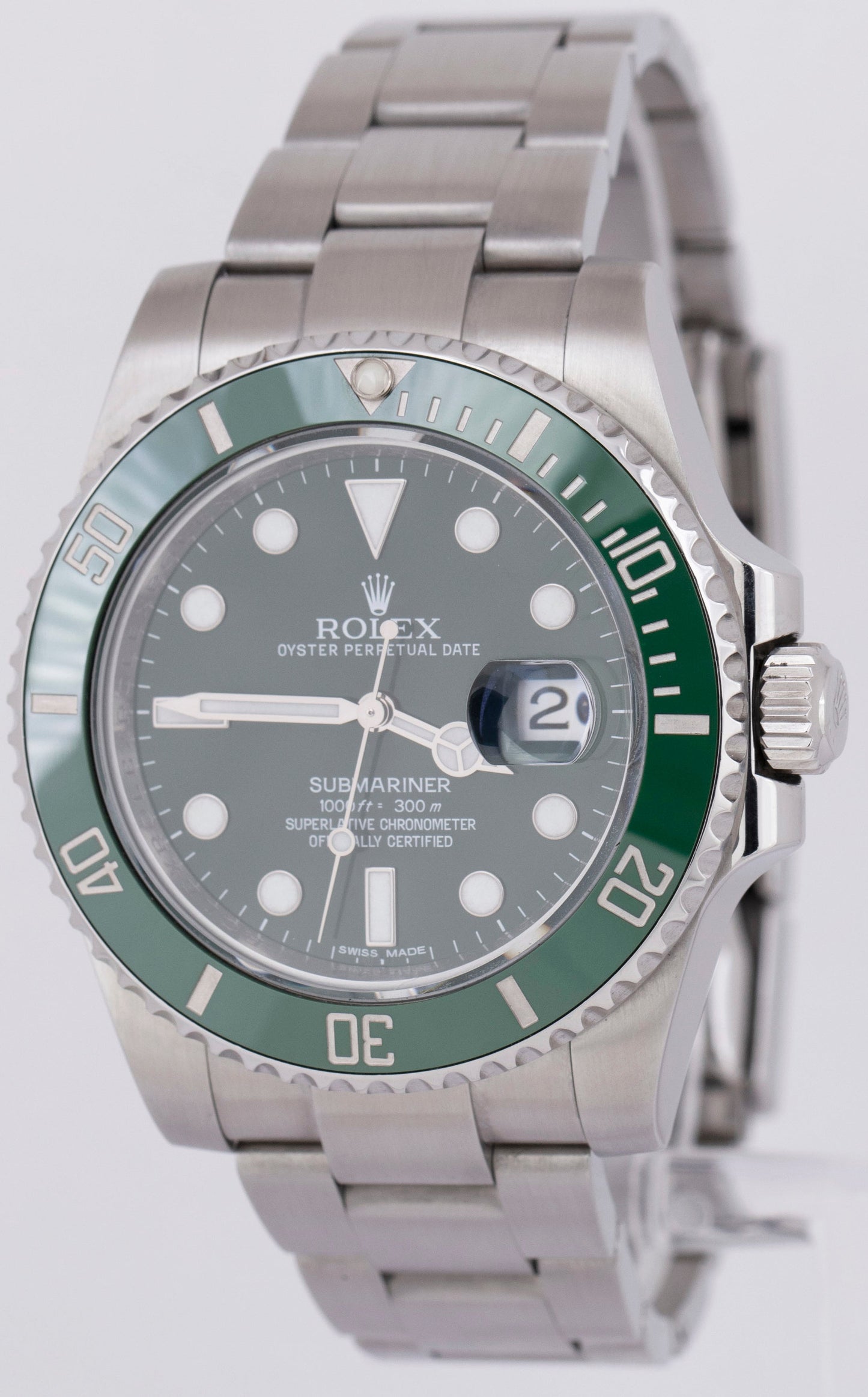 MINT 2017 Rolex Submariner Date Hulk Green Ceramic Stainless Watch 116610 LV