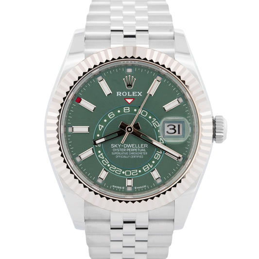 NEW SEPT 2025 PAPERS Rolex Sky-Dweller GREEN 42mm JUBILEE 18K Steel 336934 BOX