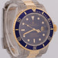 MINT Rolex Submariner Date 40mm BLUE 18K Yellow Gold Stainless Steel 16613 Watch