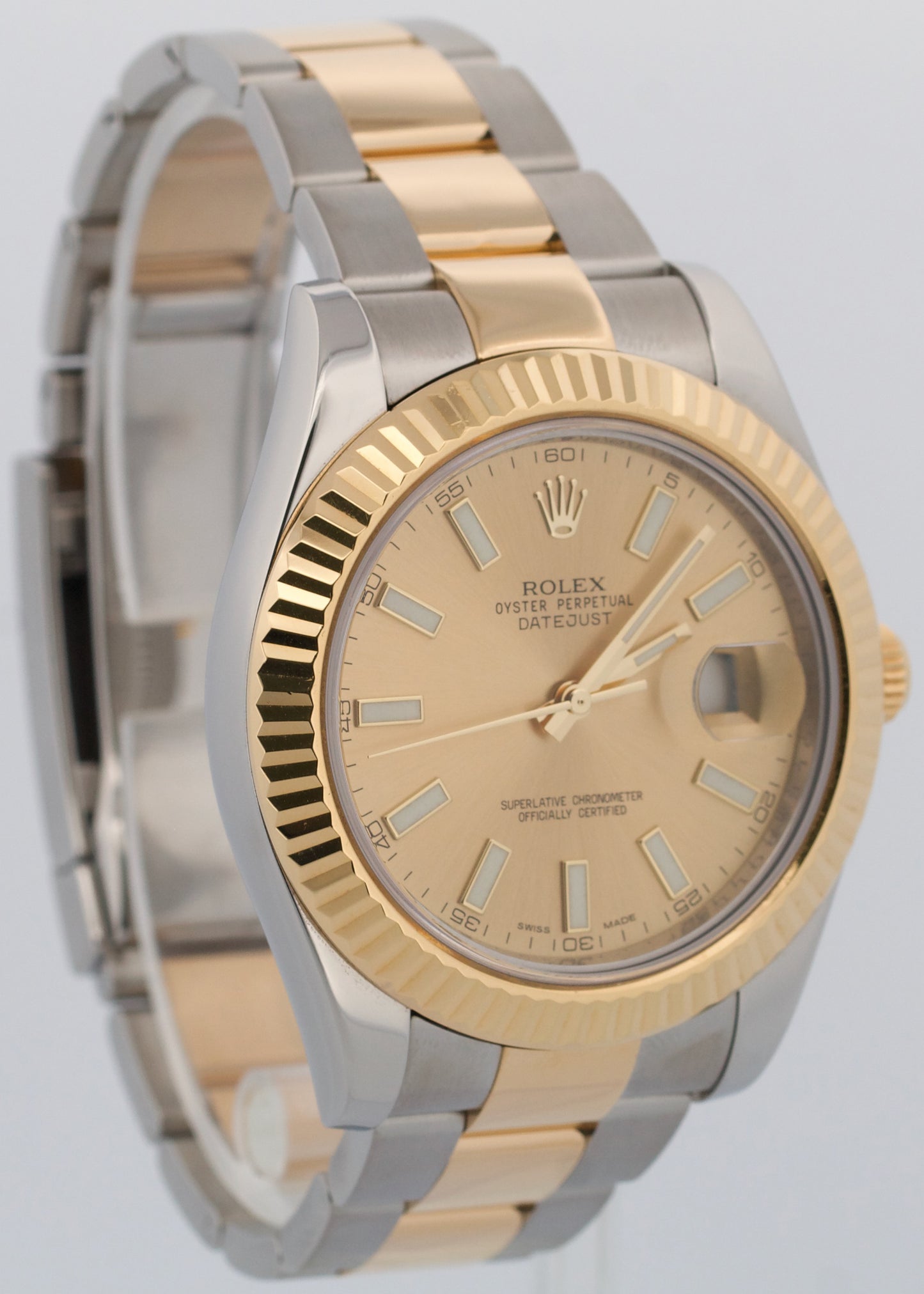 2024 RSC Rolex Datejust II CHAMPAGNE 18K Gold Stainless OYSTER 41mm 116333 BOX