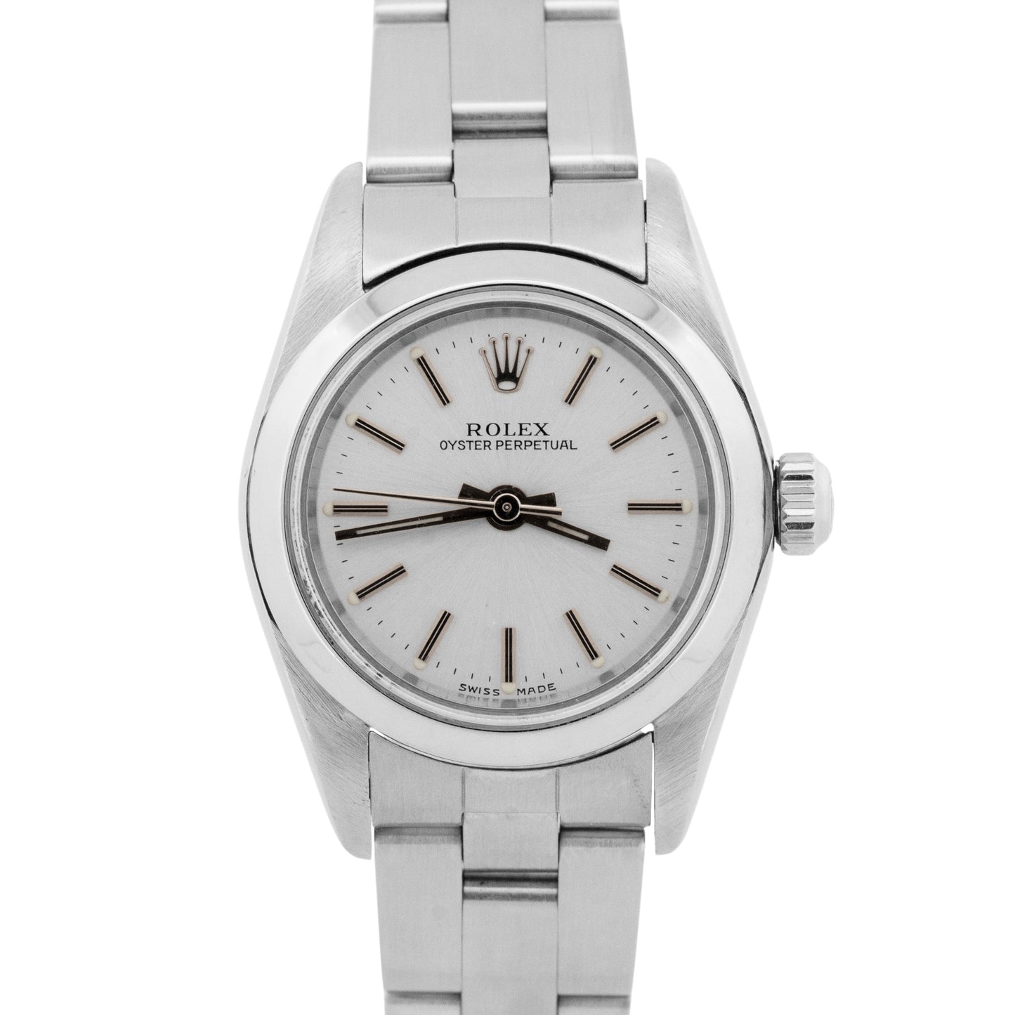 Rolex Oyster Perpetual SILVER Stainless Steel 24mm Automatic 76080 Watch