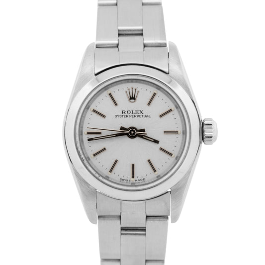 Rolex Oyster Perpetual SILVER Stainless Steel 24mm Automatic 76080 Watch