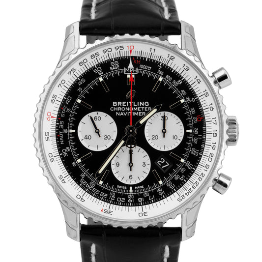 NEW STICKERED Breitling Navitimer B01 Chronograph Black Steel 46mm AB0127 Watch