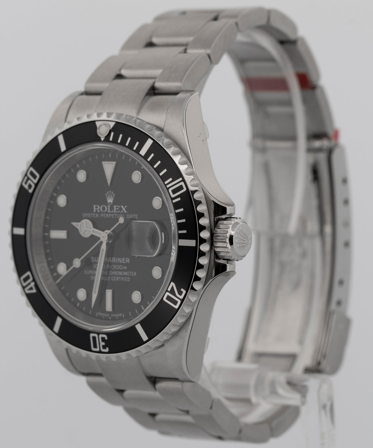 NOS Stickered Rolex Submariner Date 16610 Rehaut Black Steel 40mm Box Papers