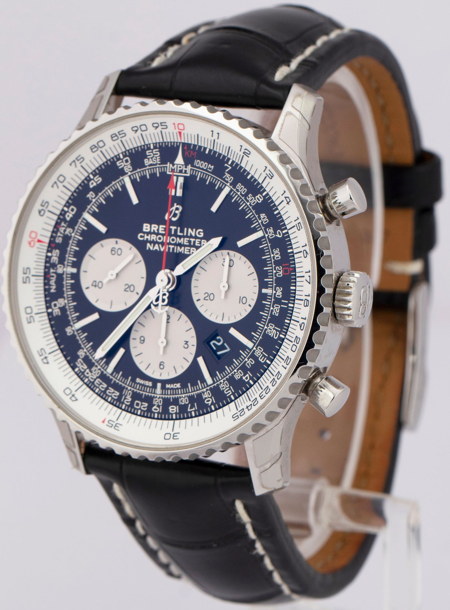 NEW STICKERED Breitling Navitimer B01 Chronograph Black Steel 46mm AB0127 Watch