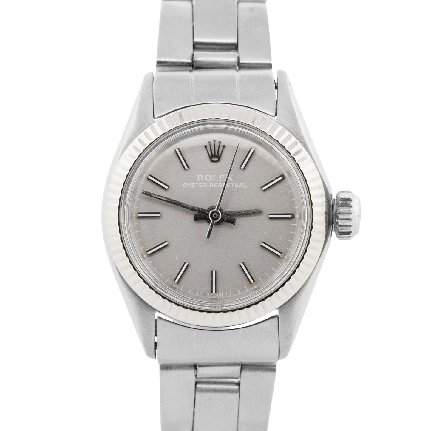 Rolex Oyster Perpetual 24mm Fluted Gold Stainless Steel Automatic Watch 6719