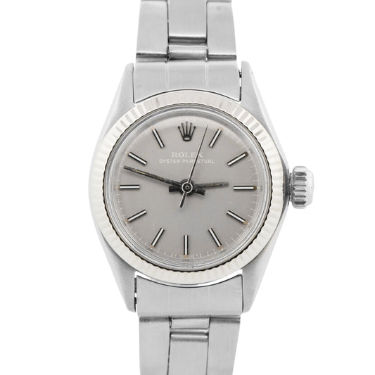 Rolex Oyster Perpetual 24mm Fluted Gold Stainless Steel Automatic Watch 6719