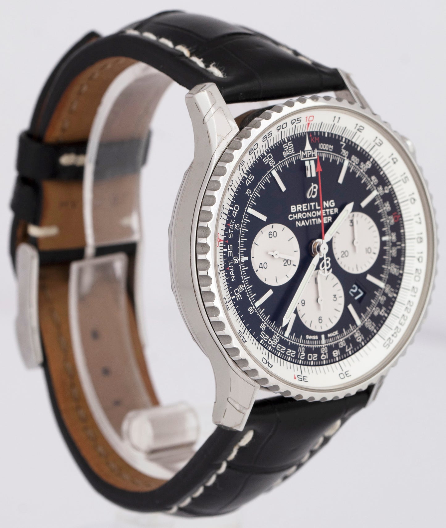 NEW STICKERED Breitling Navitimer B01 Chronograph Black Steel 46mm AB0127 Watch