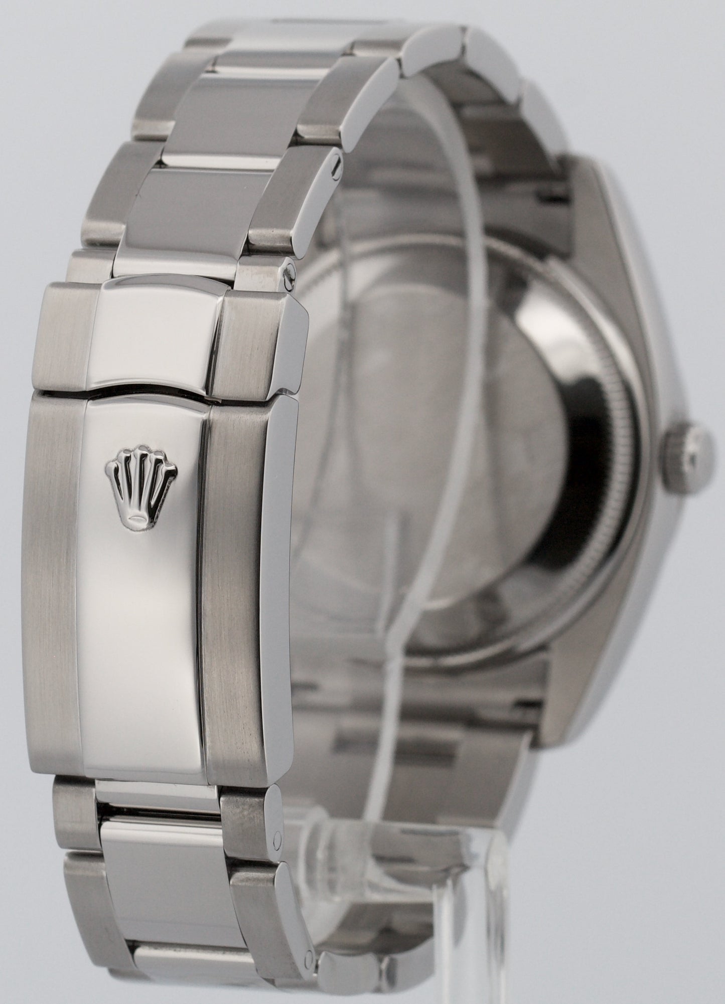 Rolex Oyster Perpetual Date BLUE 18K Gold Steel 34mm Fluted OYSTER 115234 Watch