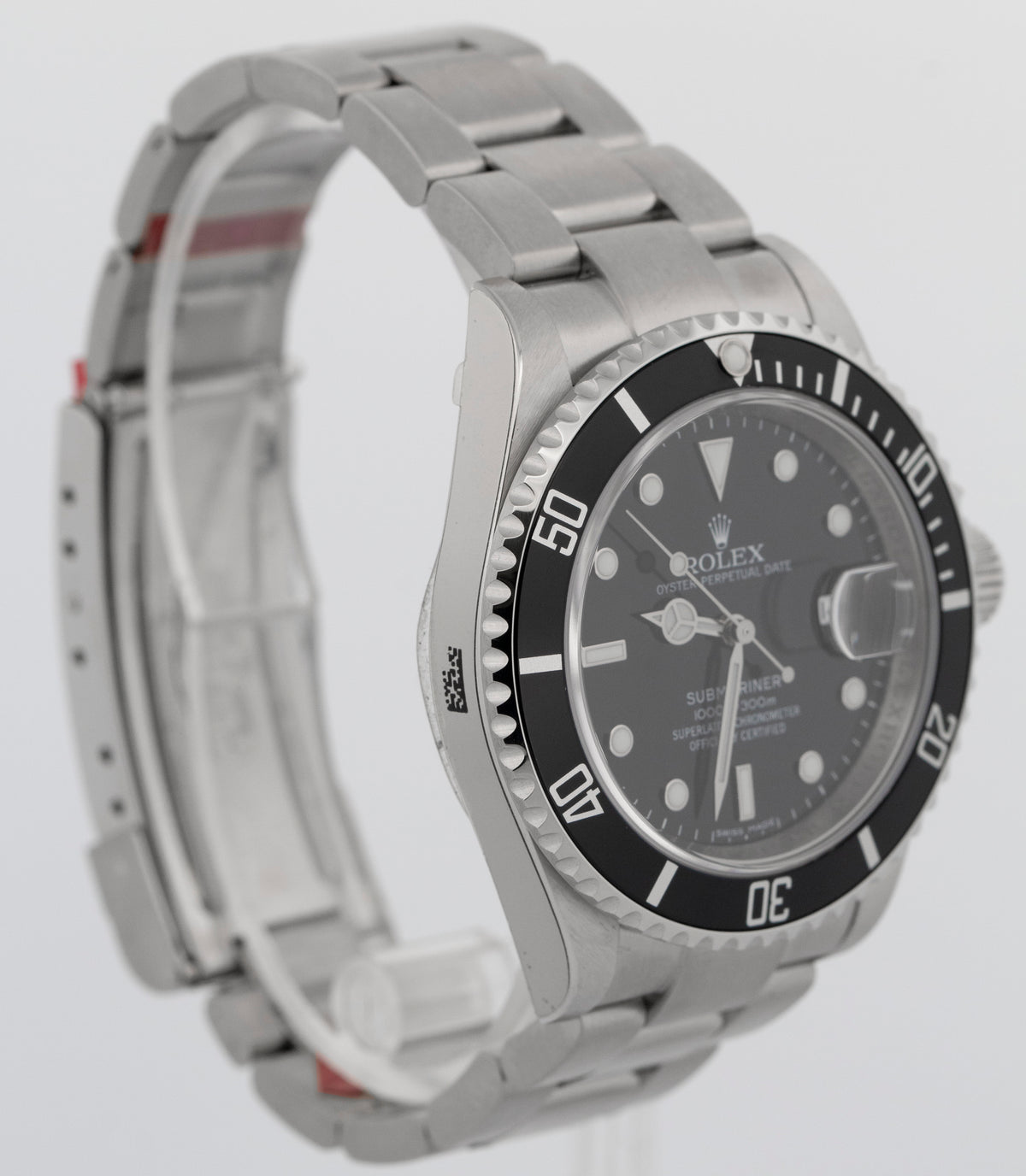 NOS Stickered Rolex Submariner Date 16610 Rehaut Black Steel 40mm Box Papers