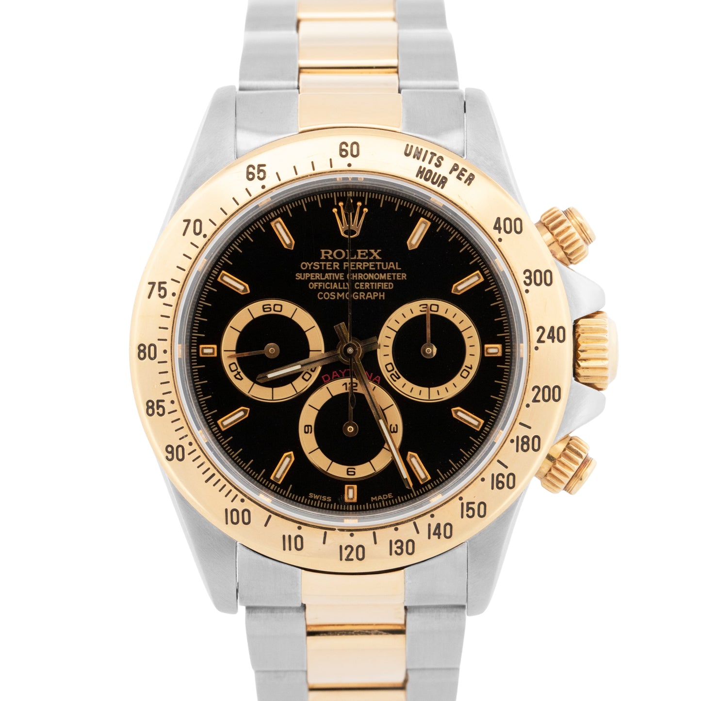 Rolex Daytona Cosmograph Black Two-Tone 18K Yellow Gold Steel Watch 16523