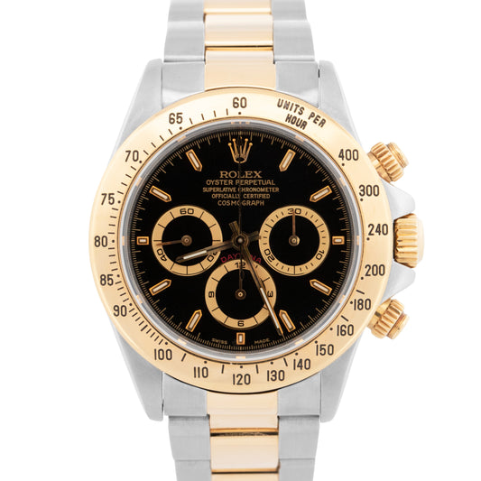 Rolex Daytona Cosmograph Black Two-Tone 18K Yellow Gold Steel Watch 16523