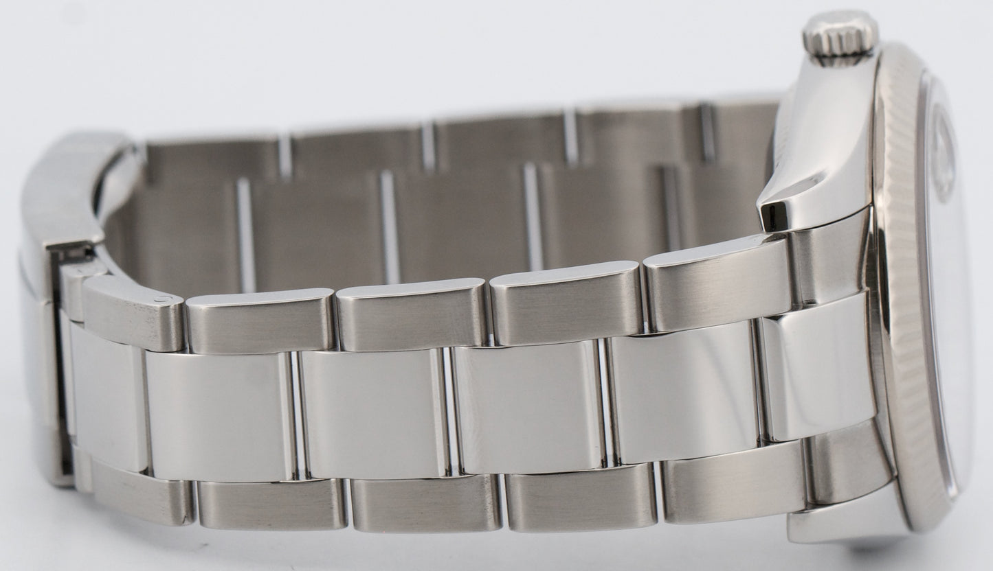 Rolex Oyster Perpetual Date BLUE 18K Gold Steel 34mm Fluted OYSTER 115234 Watch