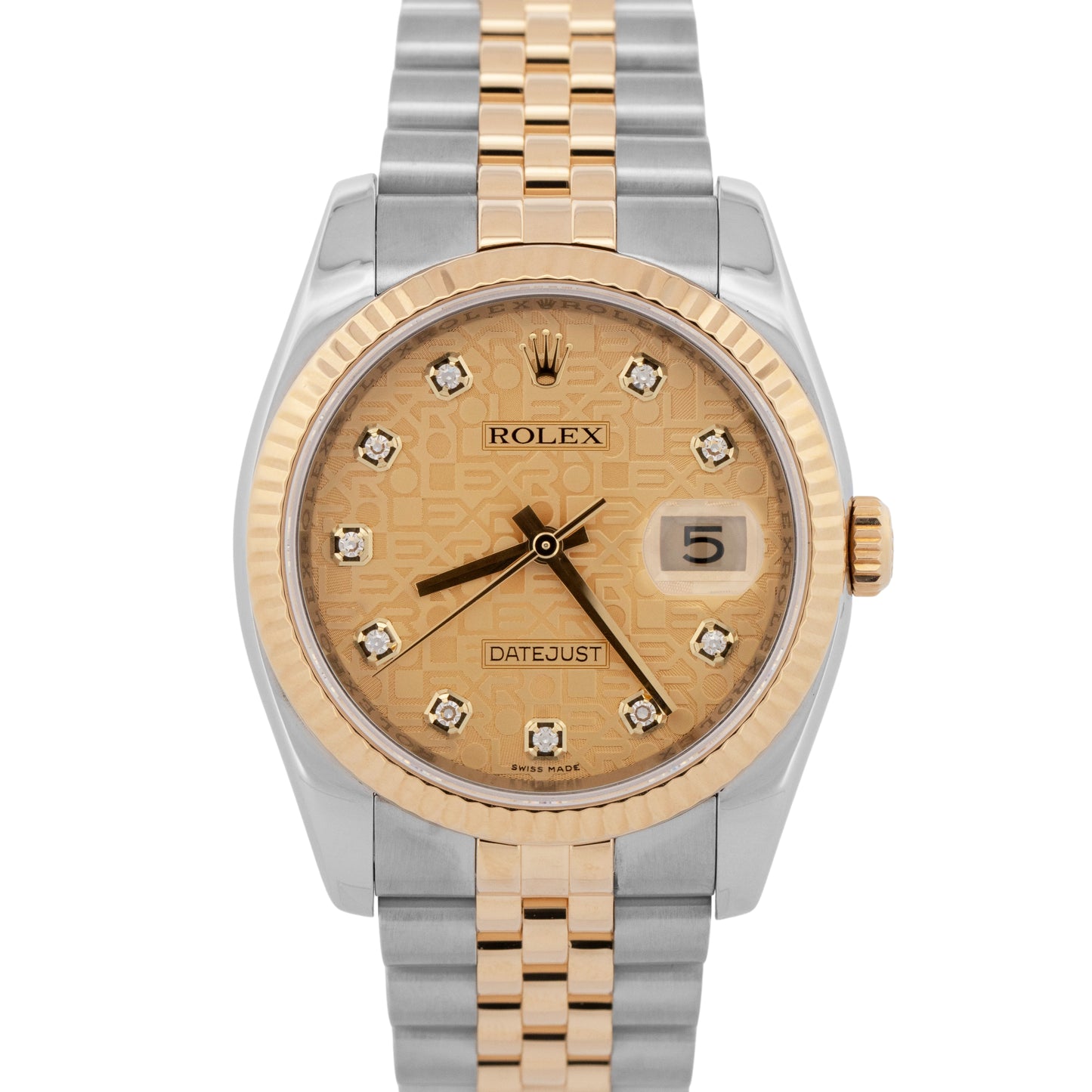 Rolex DateJust 36mm JUBILEE DIAMOND Two-Tone Yellow Gold Steel 116233 Watch BOX