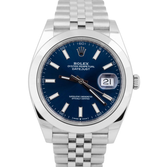 2024 NEW PAPERS Rolex DateJust 41 Blue Stainless Steel 41mm JUBILEE 126300 BOX