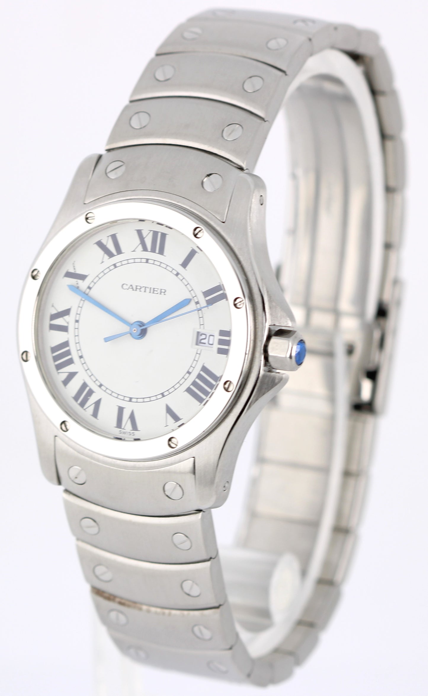 Cartier Santos Ronde Steel White Roman Numeral 30mm Quartz 1561 1 Watch