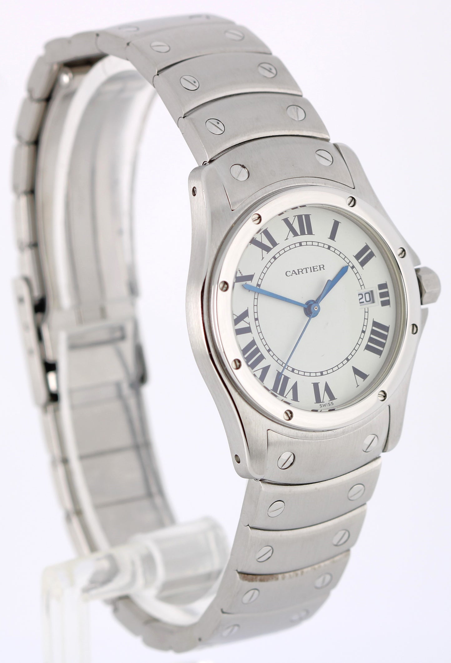 Cartier Santos Ronde Steel White Roman Numeral 30mm Quartz 1561 1 Watch