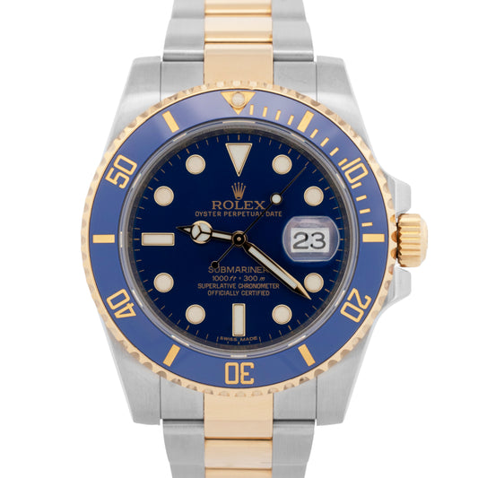 PAPERS Rolex Submariner Date BLUE Two-Tone 18K Gold Steel 40mm 116613 LB BOX
