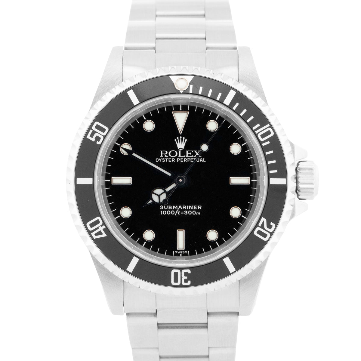 1999 Rolex No-Date Submariner 14060 Black Stainless Steel 40mm Watch Box Papers