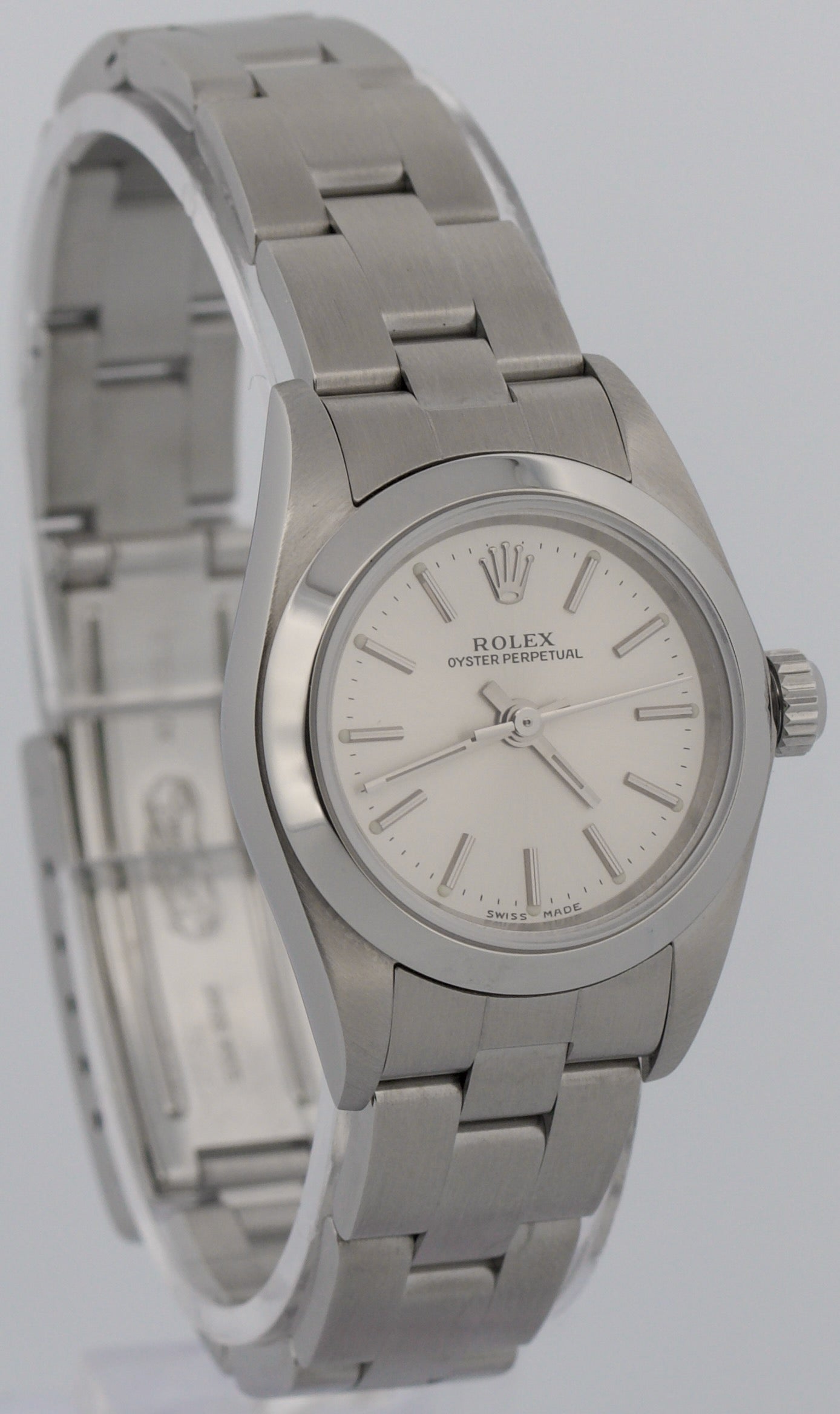 Rolex Oyster Perpetual 24mm SILVER Stainless Steel Oyster NO-HOLES Watch 76080