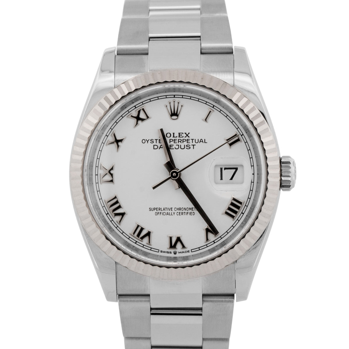 Rolex DateJust 41 126334 White Roman Stainless Steel 41mm Oyster Watch