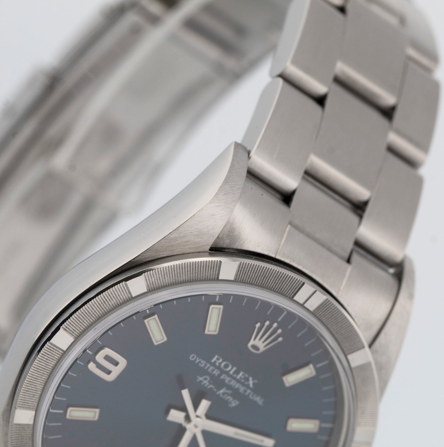 UNPOLISHED PAPERS Rolex Oyster Perpetual Air-King Blue 14010 Steel 34mm BOX