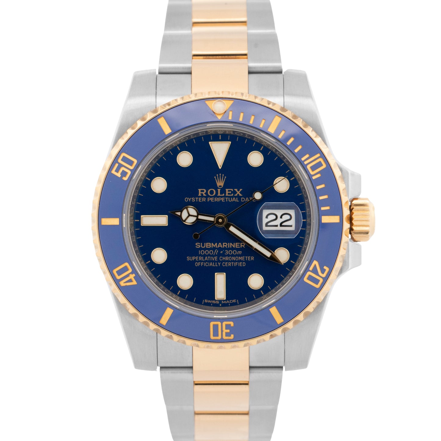 2018 PAPERS Rolex Submariner Date BLUE Two-Tone Gold 40mm 116613 LB Watch BOX