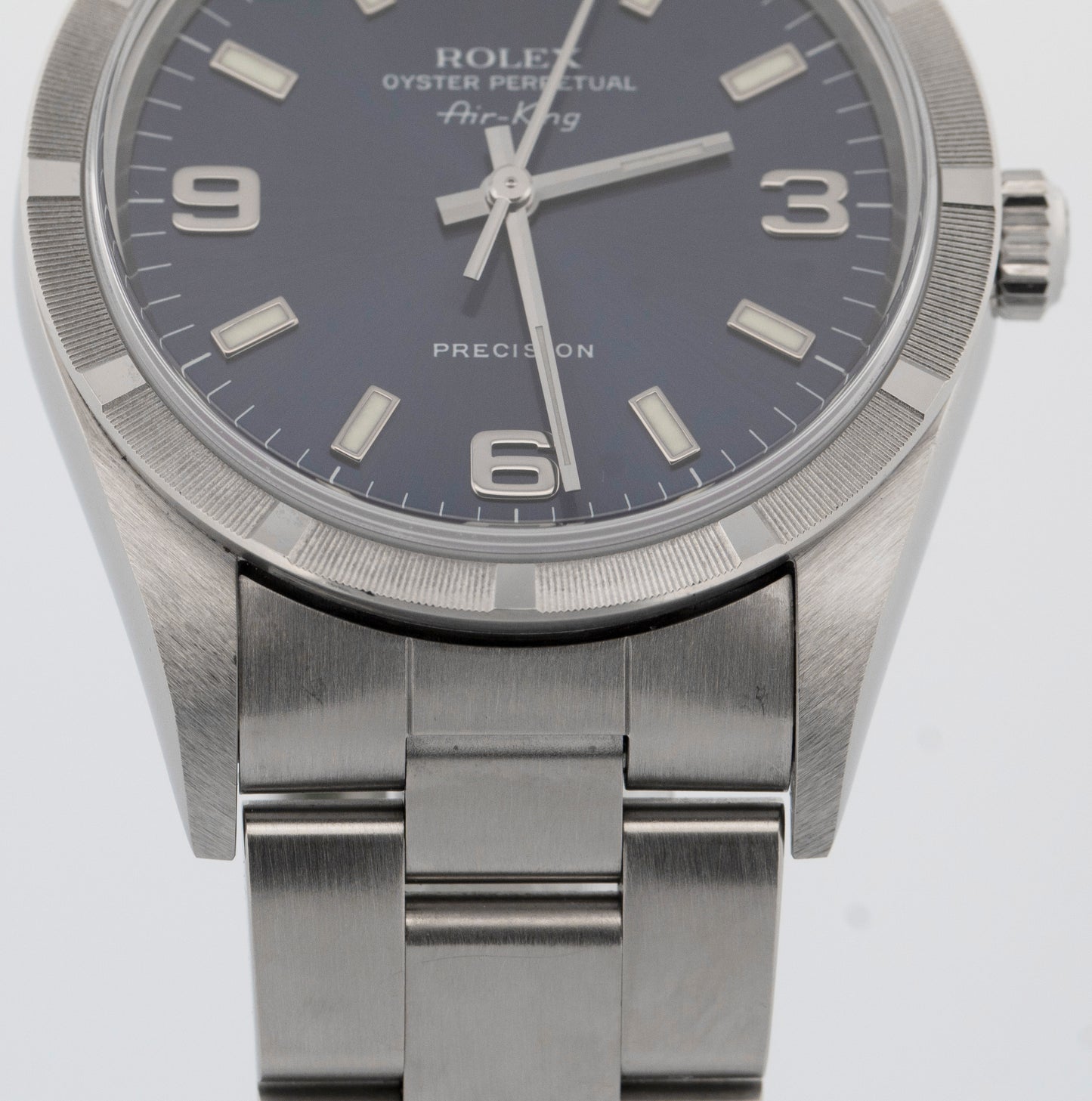 UNPOLISHED PAPERS Rolex Oyster Perpetual Air-King Blue 14010 Steel 34mm BOX