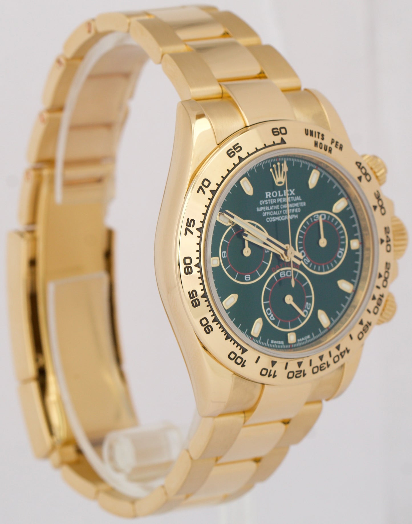 PAPERS Rolex Daytona Cosmograph GREEN 40mm 18K Yellow Gold Watch 116508 BOX