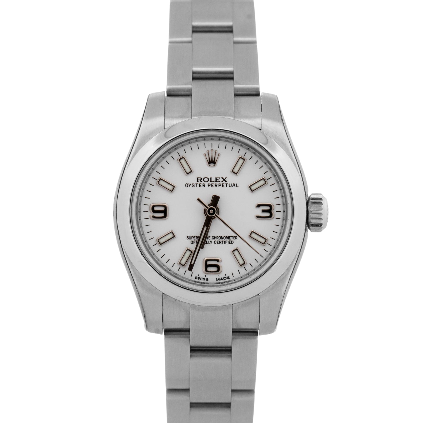 NEW STICKERED Rolex Oyster Perpetual 26 WHITE Stainless Steel 26mm 176200 Watch