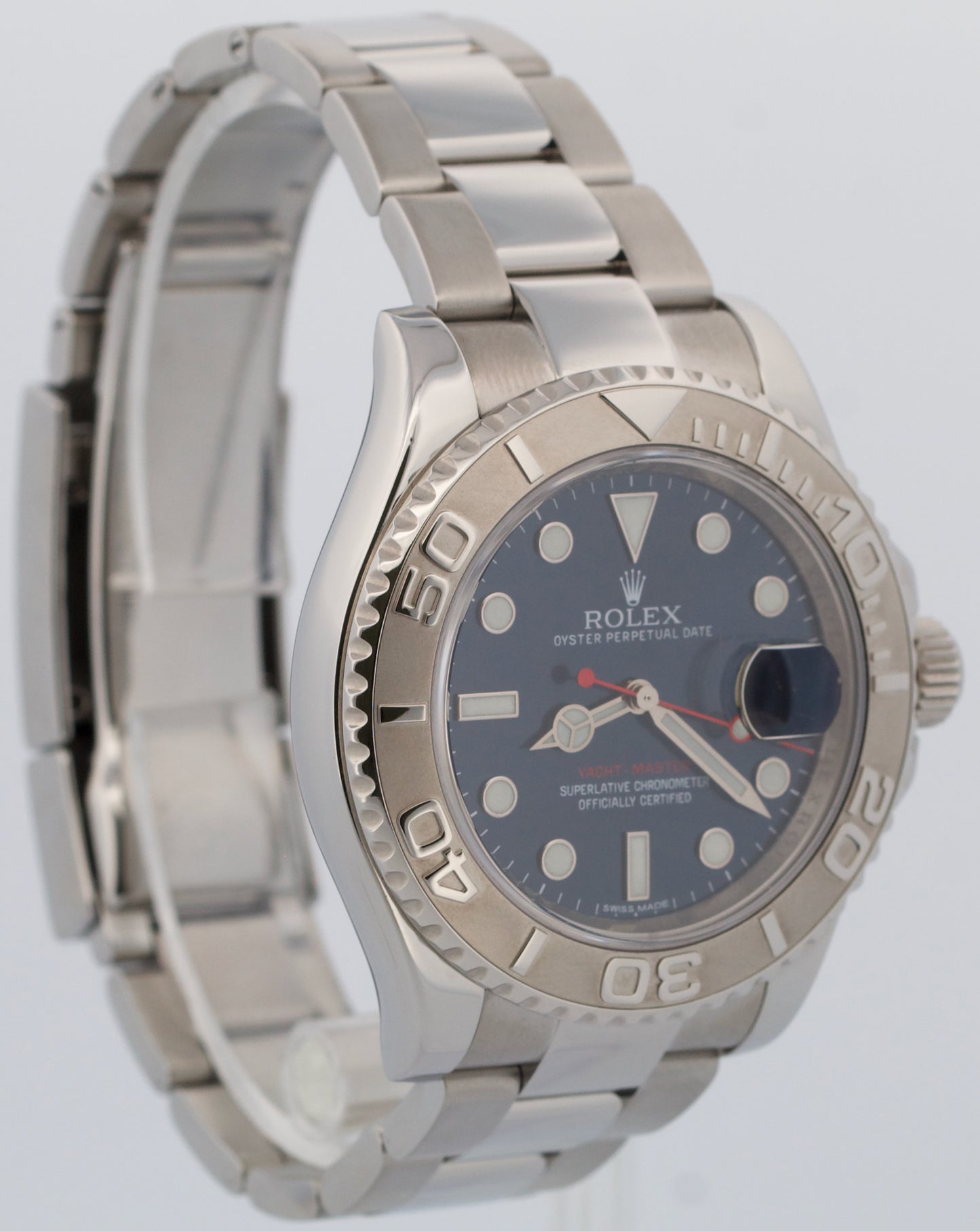 PAPERS Rolex Yacht-Master BLUE Platinum 40mm Stainless Steel Watch 116622 BOX