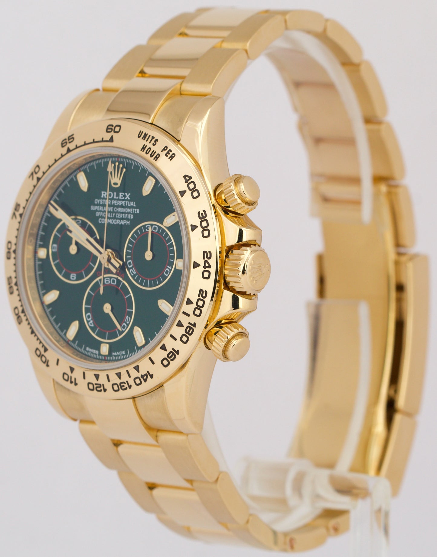 PAPERS Rolex Daytona Cosmograph GREEN 40mm 18K Yellow Gold Watch 116508 BOX