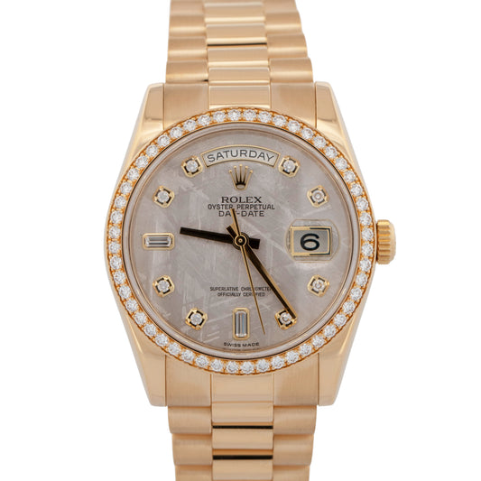 Rolex Day-Date President FACTORY METEORITE DIAMOND Yellow Gold 36mm 118348 Watch
