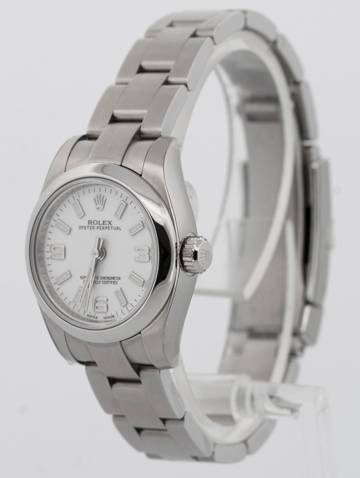 NEW STICKERED Rolex Oyster Perpetual 26 WHITE Stainless Steel 26mm 176200 Watch