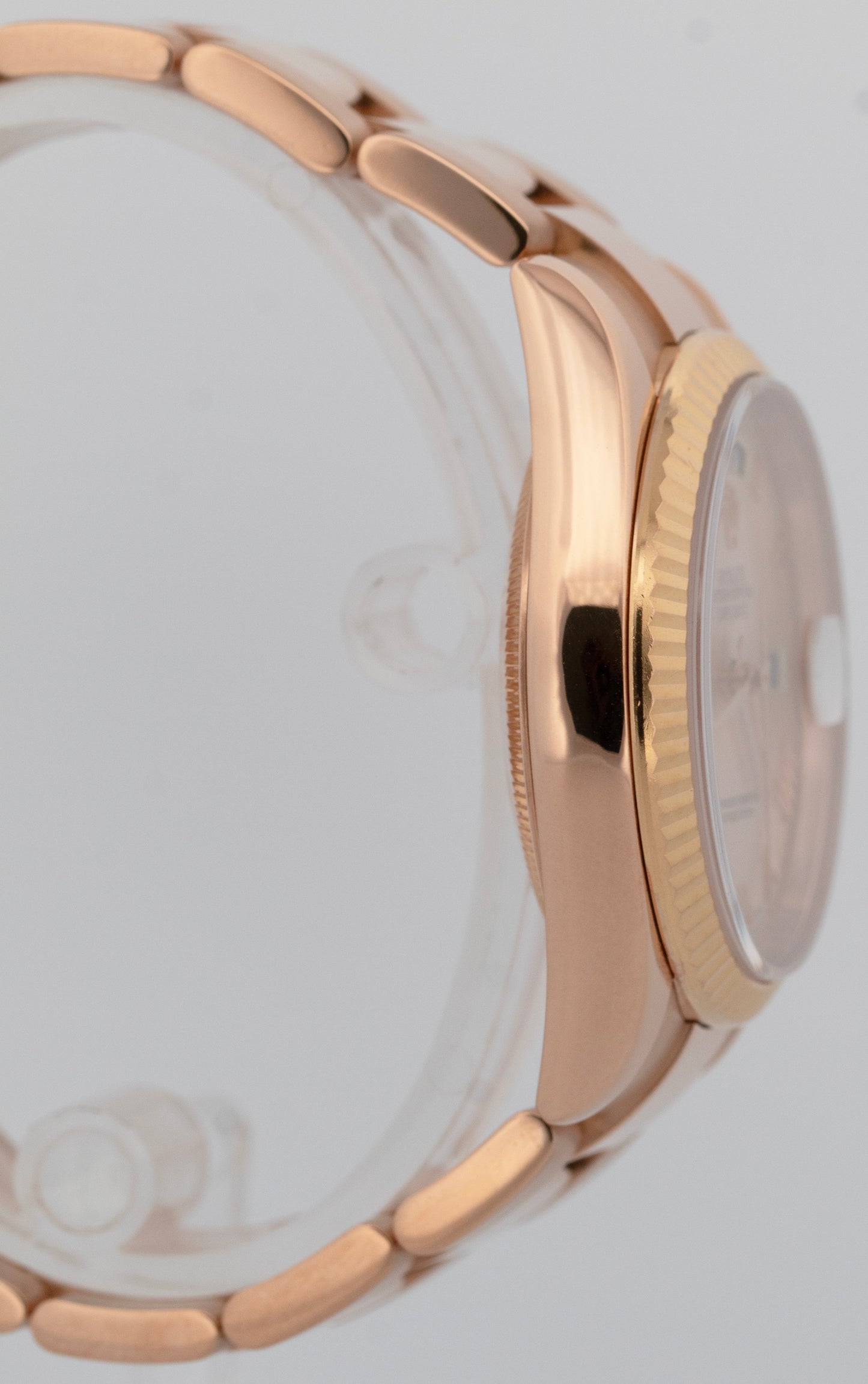 Rolex Day-Date Pink Roman Dial 18k Rose Gold Fluted OYSTER 36mm Watch 118235 BOX