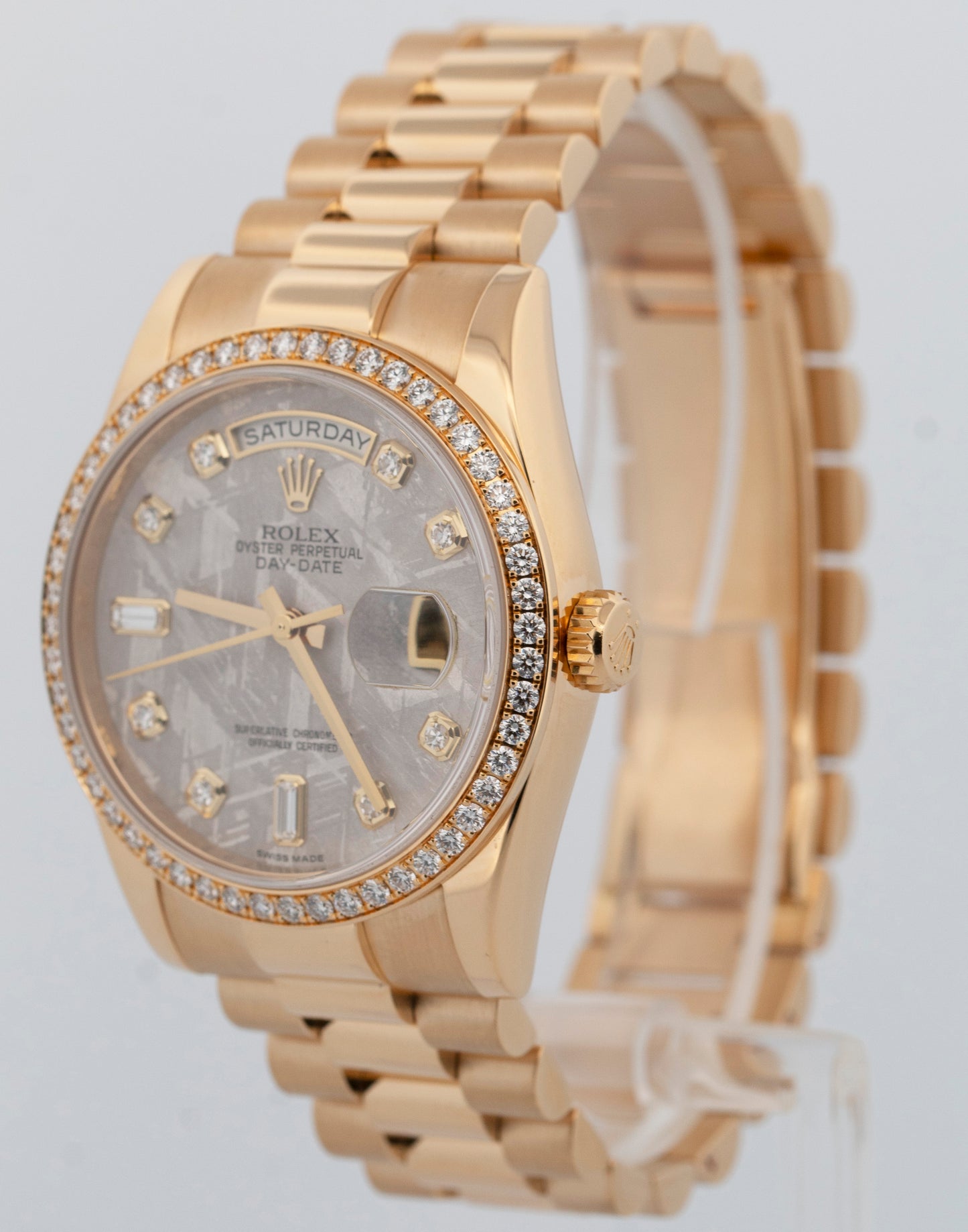 Rolex Day-Date President FACTORY METEORITE DIAMOND Yellow Gold 36mm 118348 Watch