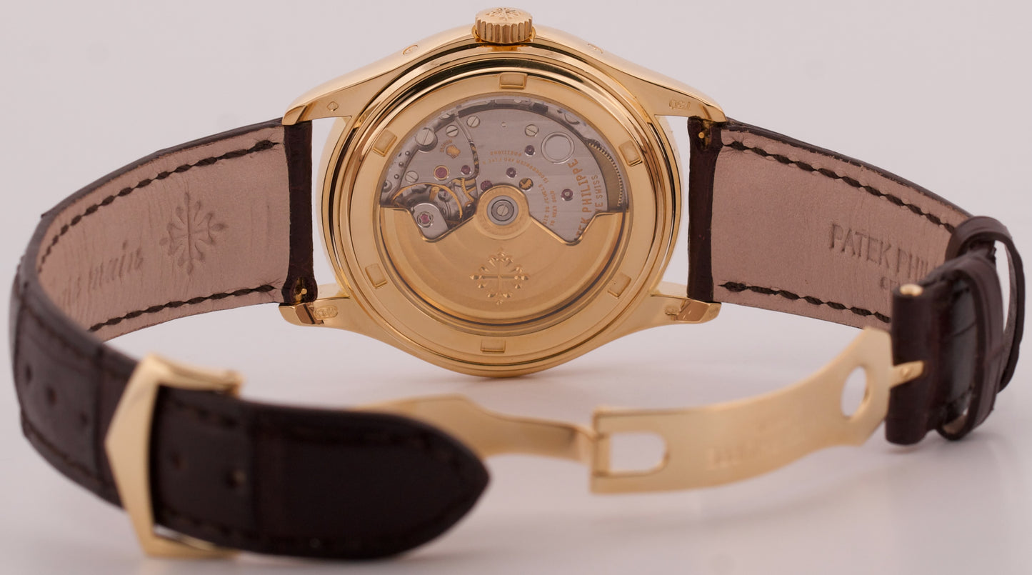 Patek Philippe Annual Calendar 18k Yellow Gold WHITE Leather 39mm 5146J Watch