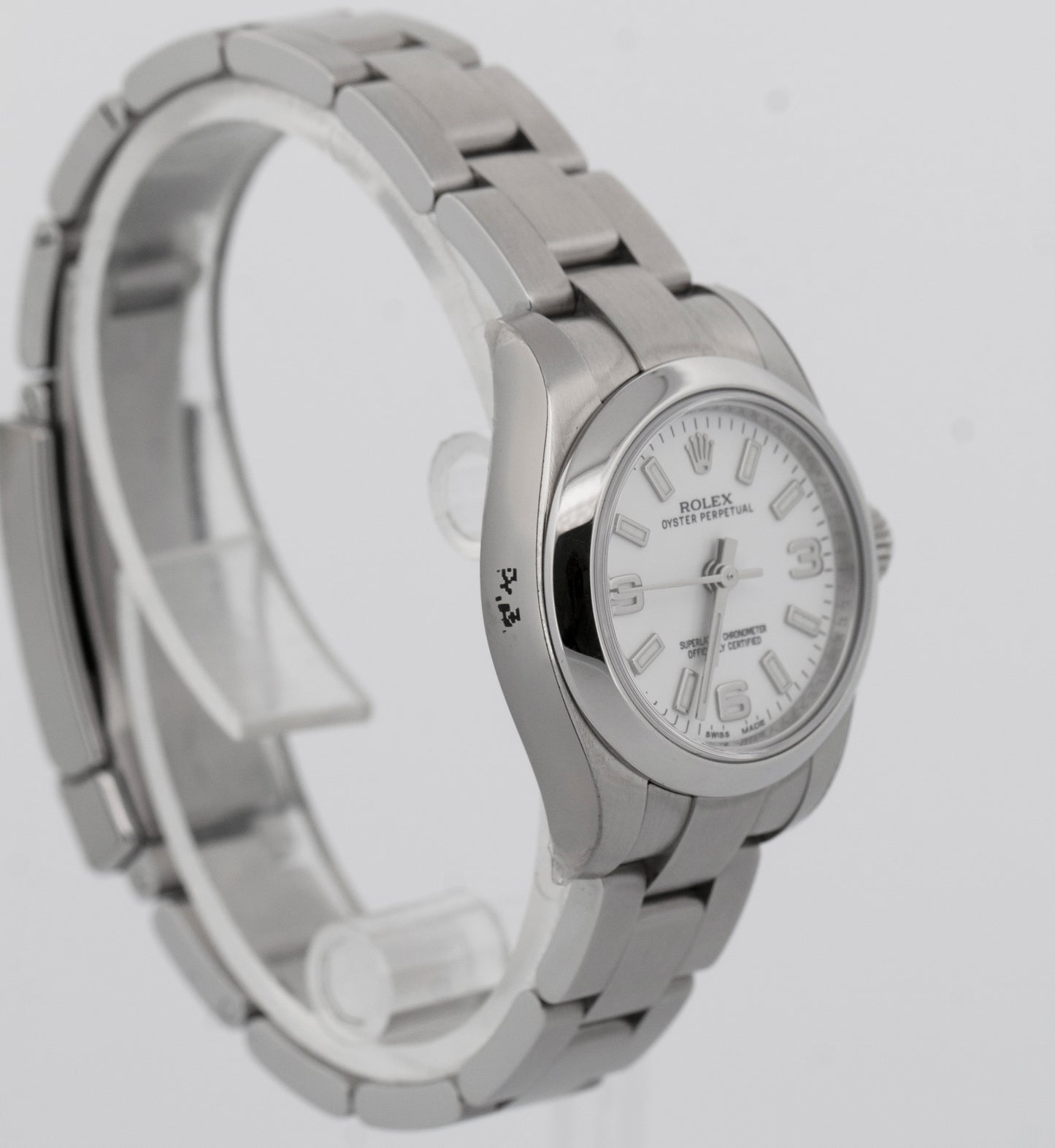 NEW STICKERED Rolex Oyster Perpetual 26 WHITE Stainless Steel 26mm 176200 Watch