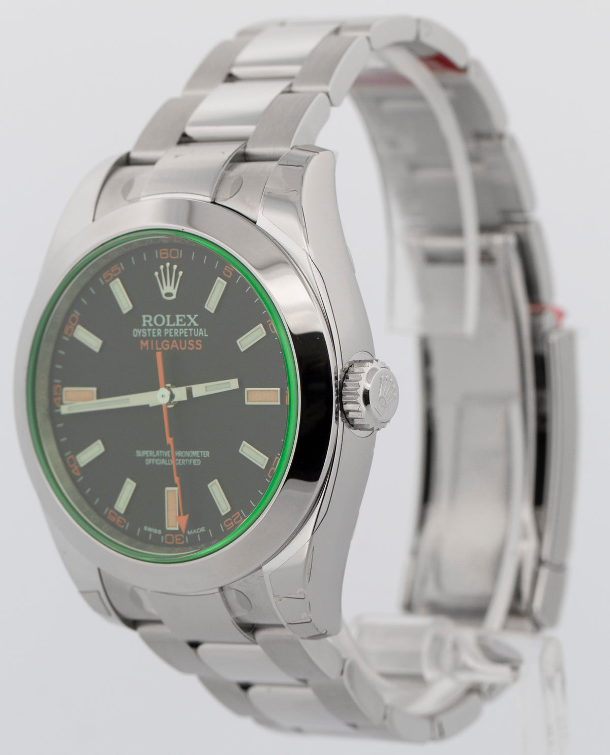 NOS 2014 Rolex Milgauss 116400 GV Black Stainless Steel 40mm Box Papers