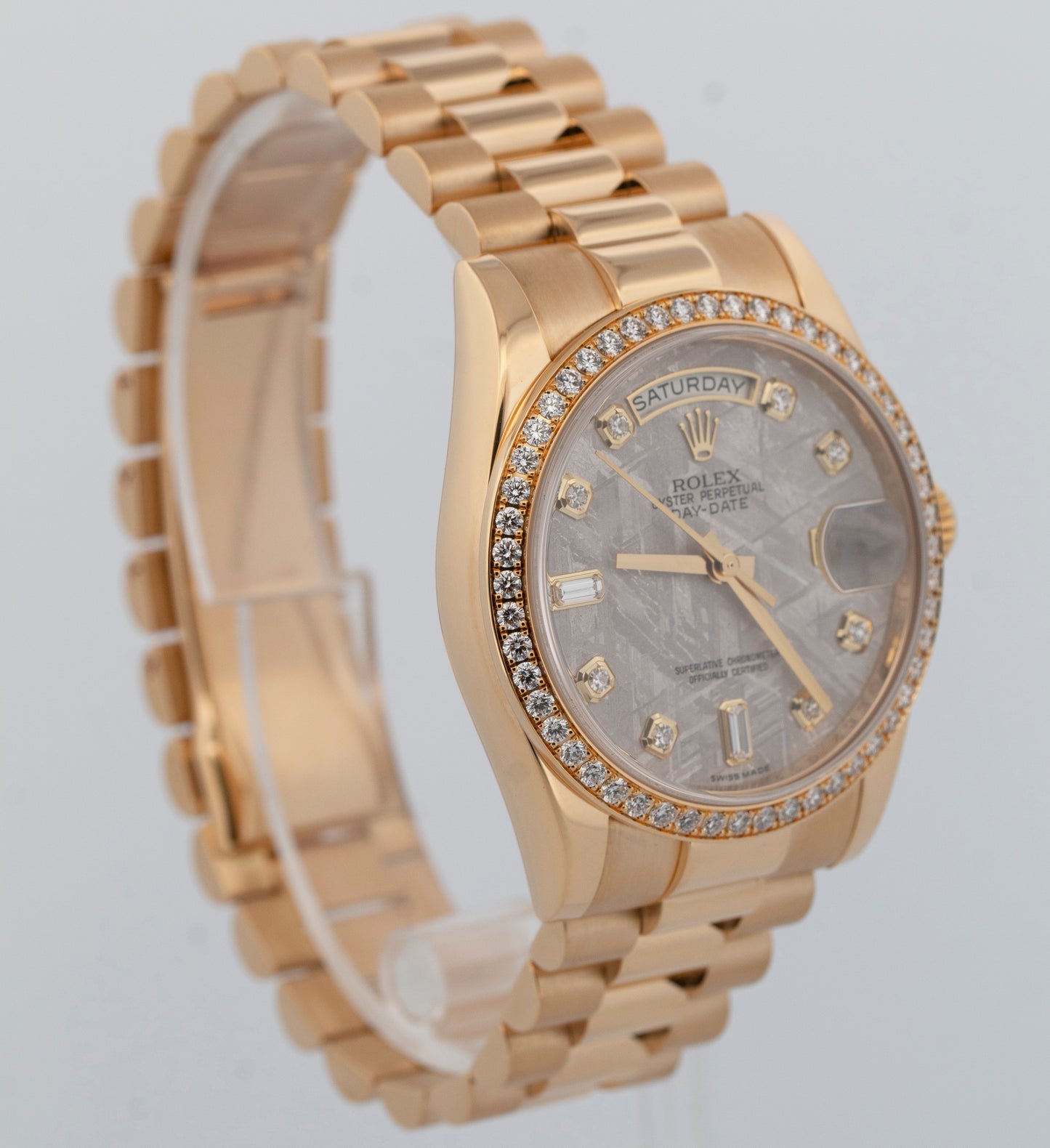 Rolex Day-Date President FACTORY METEORITE DIAMOND Yellow Gold 36mm 118348 Watch