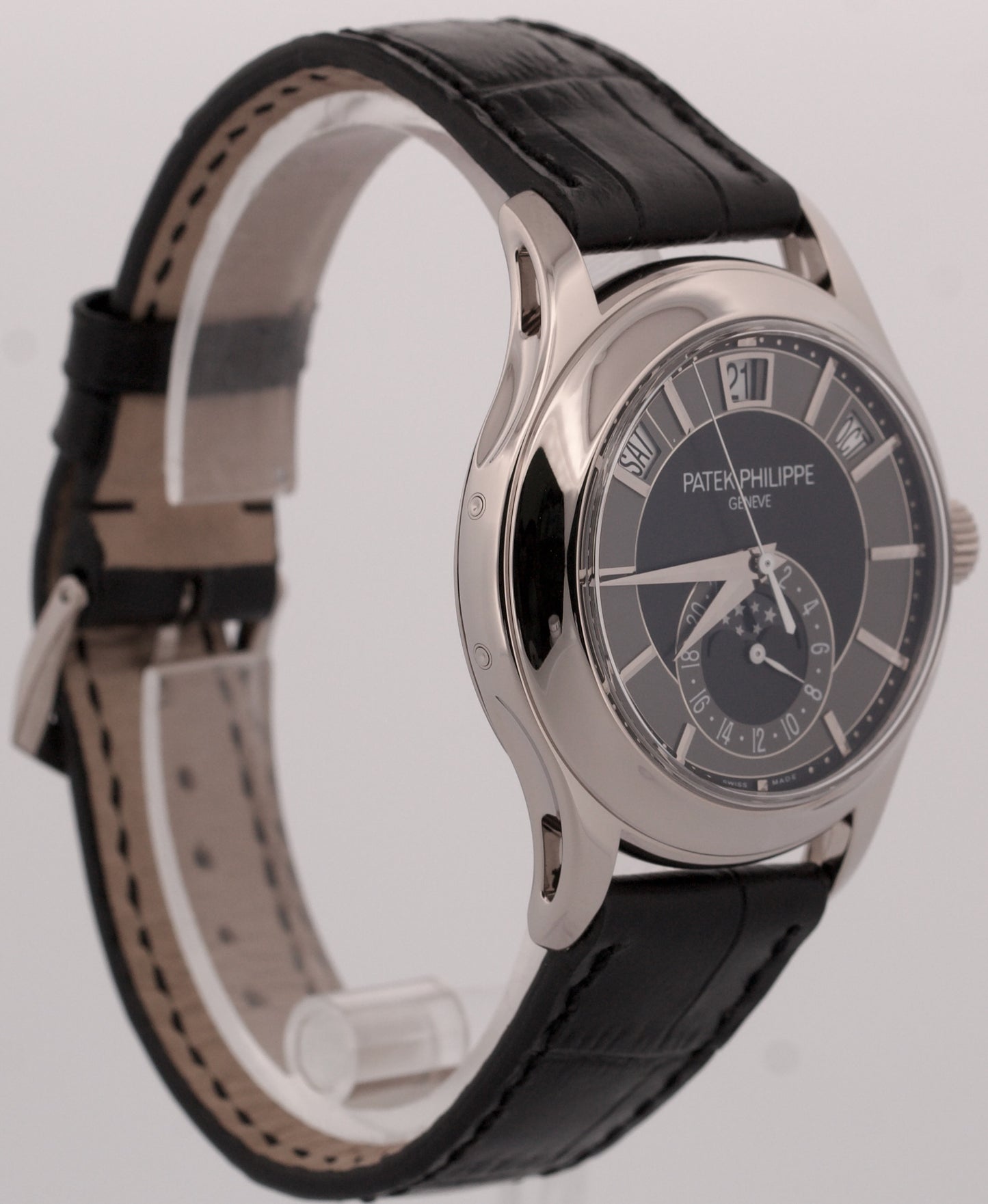 Patek Philippe Annual Calendar 18K White Gold GRAY BLACK Leather 40mm 5205G