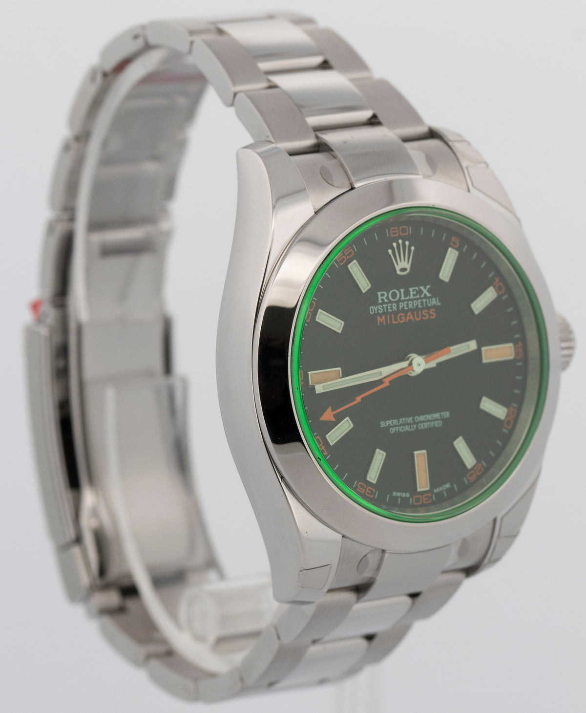 NOS 2014 Rolex Milgauss 116400 GV Black Stainless Steel 40mm Box Papers