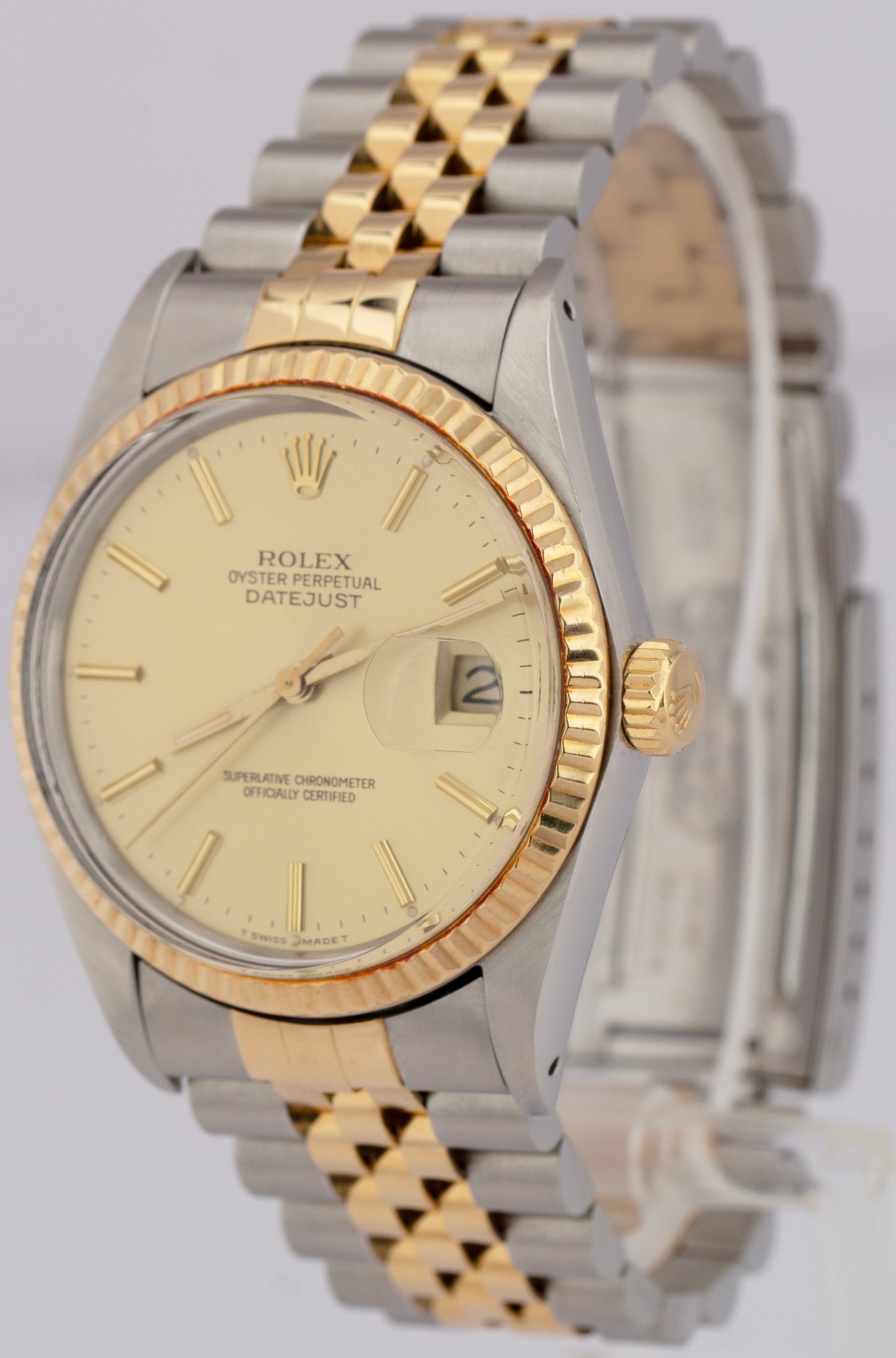 Rolex DateJust 36mm Champagne 18K Gold Two-Tone Stainless Steel Watch 16013